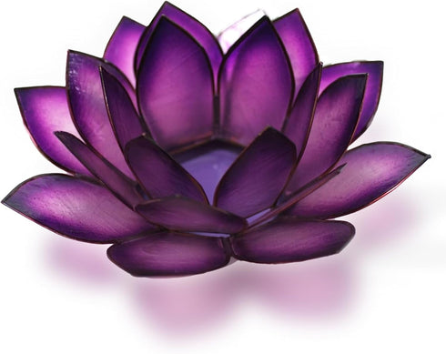 Capiz Shell Lotus Flower Tealight Candle Holder - Handmade Decorative Holder for Meditation, Yoga, and Relaxation