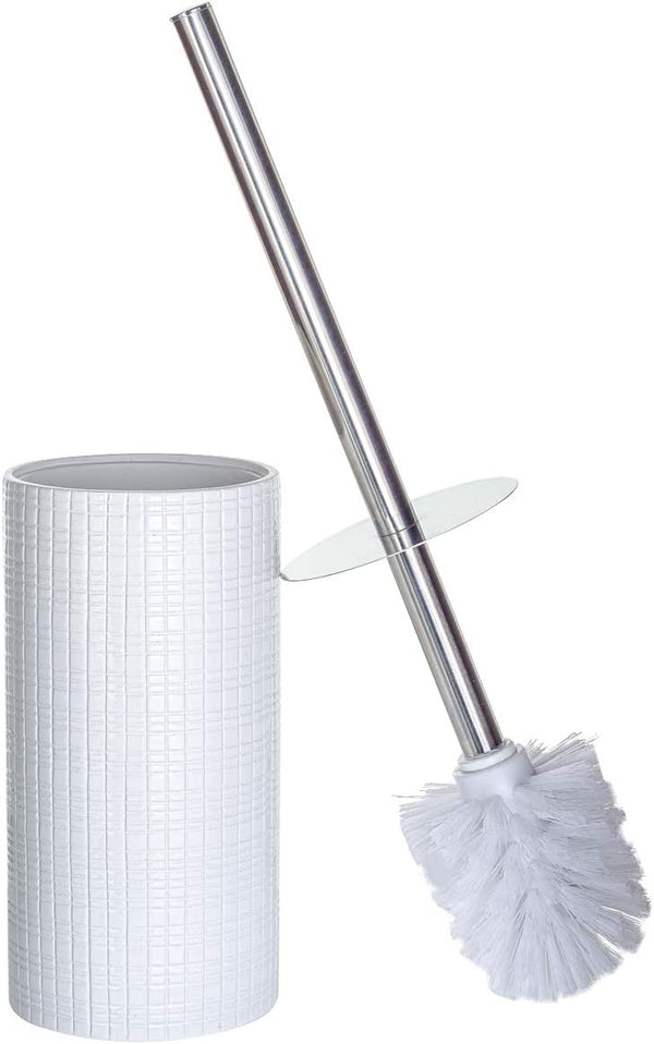 Creative Scents Estella White Toilet Brush Set - Decorative Bathroom Toilet Bowl