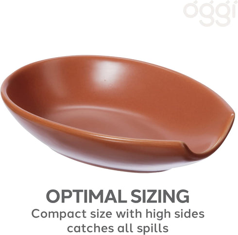 OGGI Spooner Ceramic Spoon Rest for Stove Top, Brick Red Kitchen Decor