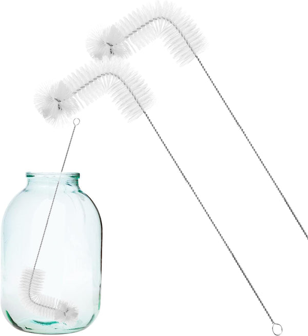 Honeydak 2-Pack 30 Inch Carboy Brush, L-Shape Nylon & Steel for Wine Making & Beer Brewing Glass Cleaning