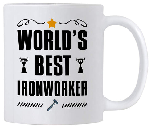 Ironworker Gifts - World's Best Iron Worker 11 Ounce Coffee Mug, Gift Idea for Co-Worker