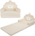 2-in-1 Kids Couch Fold Out, Soft Teddy Sherpa Toddler Couch with Crown