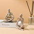 2 Pcs Home Decor Sandstone Reading Thinker Statue Modern Figurines Abstract Aesthetic