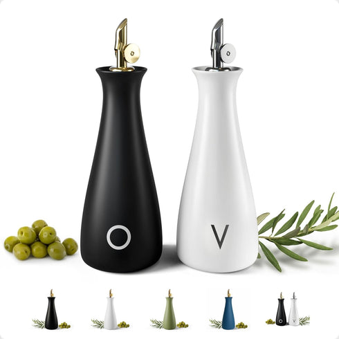 Oil and Vinegar Dispenser Set with Self-Closing Stainless Steel Spouts - 530