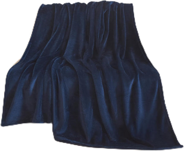 LaSyL Fleece Throw Blanket for Couch 50"x60" Dark Blue - 300GSM Soft