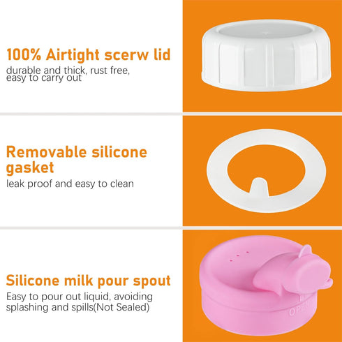 16 Oz 6 Pack Sovietiep Square Glass Milk Bottles with A Silicone Cap, Glass Bottles for Juicing with Airtight Lids