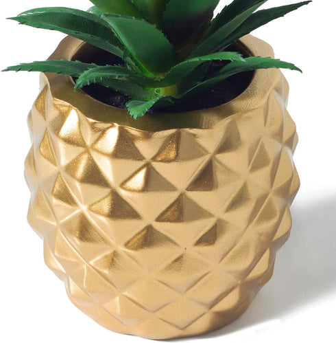 Artificial Succulent Pineapple Room Decor - House Greenery for Hotel, Restaurant, Home Office Kitchen Table (01 Gold)