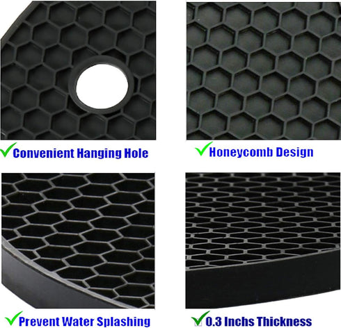 5 Pack Silicone Pot Holder Trivet Mats, Heatproof Nonslip Insulation Honeycomb Rubber Hot Pads, Extra Thick & Flexible
