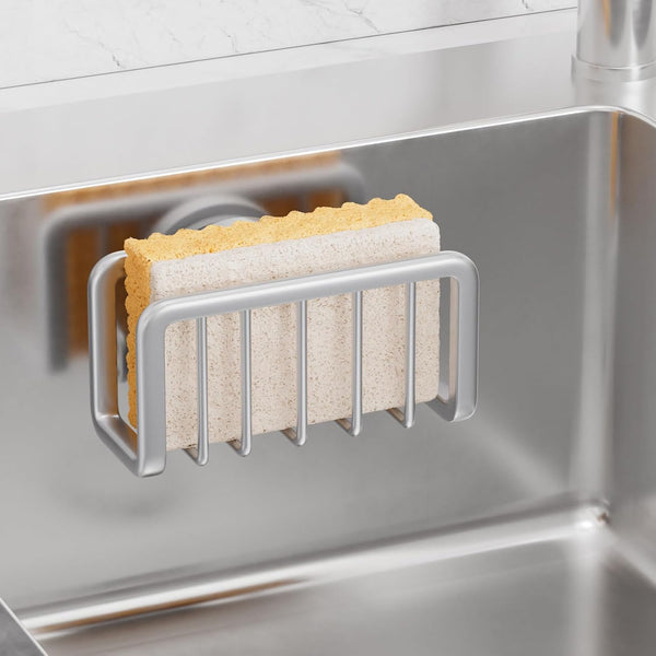 TAILI Sponge Holder for Kitchen Sink with Strong Suction Cup, Rustproof Aluminum