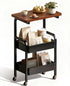 3 Tier Metal Rolling Utility Cart Organizer with Walnut Table Top, Stable