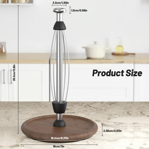 Countertop VEHHE Wooden Paper Towel Holder with Weighted Base, One-Handed Tear Paper Towel Holder Stand with Damping