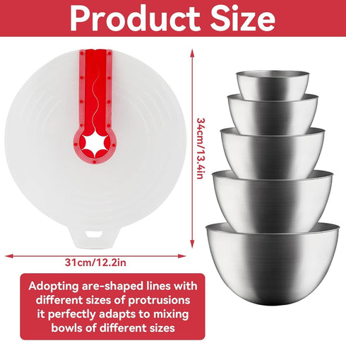 Mixing Bowl Splatter Guard, Silicone Mixing Bowl Splatter Screen Guard for Egg Bowl Whisks Cooking Splash Cover