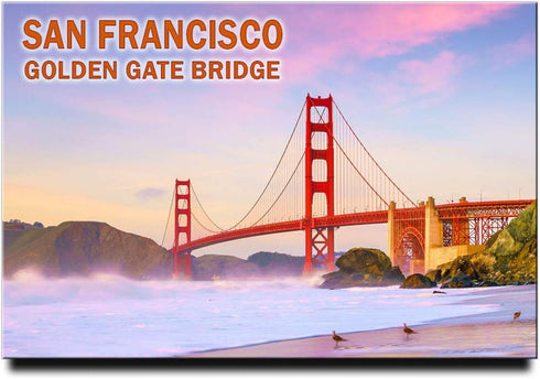 San Francisco Fridge Magnet, California Travel Souvenir featuring Golden Gate Bridge