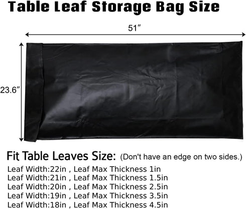 Table Leaf Storage Bag Padded, Heavy Duty Dining Table Leaf Bag, 51 x 24in Extra Thick Flannel Backing Interior/Exterior Dining Table Cover, Scratch Resistant, Fit 50 × 20in Table Leaves