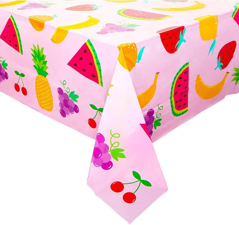 Sparkle and Bash Tablecloth for Two-tti Frutti 2nd Birthday Party Decorations (Pink, 54 x 108 in, 3 Pack)