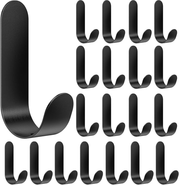 20 PCS Adhesive Towel Hooks, Stainless Steel Self Adhesive Wall Hooks, Heavy Duty Waterproof Rustproof for Bathroom,