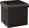 B FSOBEIIALEO Folding Storage Ottoman Cube - Faux Leather Footrest for Living Room, Brown, 12.6" x 12.6" x 12.6"