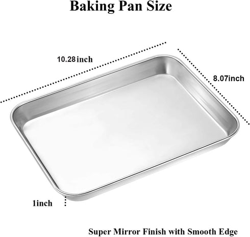 Wildone Baking Sheet with Rack Set, 10 x 8 x 1 Inch - Stainless Steel Cookie Pan with 2 Racks, Heavy Duty