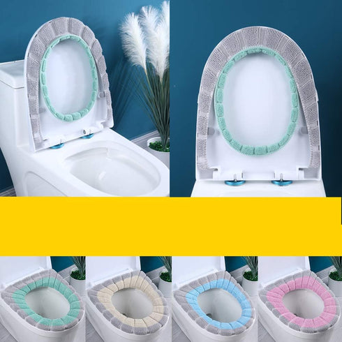4 Pcs Soft Toilet Seat Cover Pad, Warmer Stretchable Thicker Washable Cloth, Double Color