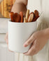 getstar Small Ceramic Kitchen Utensil Holder for Counter (H5.6” x W5.2”), White with Cork Mat