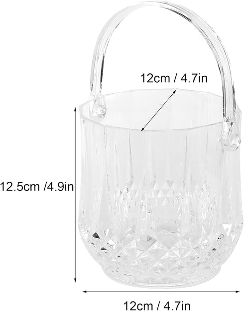 Zerodis Plastic Ice Bucket, Household 1.8L Transparent Acrylic Ice Bucket with Carry Handle Champagne Wine Beer Drinks Cooler for Families Parties Barbecues Picnics(Transparent) by Zerodis