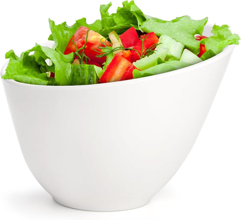 Fasmov 8 Pack Angled Melamine Serving Bowls, Large Party Snack Bowls, Salad Bowls for Weddings, Buffet, White