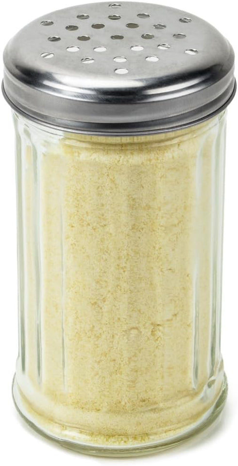1 Pack 12oz. of Spice & Cheese Shaker|Glass Jar, Metal Lid & Extra Large Holes for Parmesan & Spices by Back of House