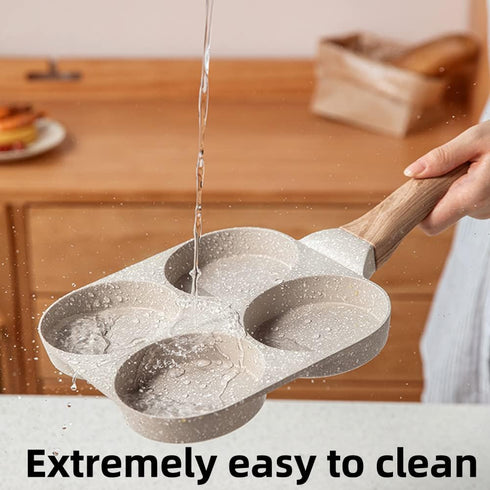 Four-Cup Fried Egg Pan, Medical Stone Non-Stick Frying Pan for Breakfast,Divided Egg Omelet Pans Suitable for Gas Stove and Induction Cooker (3-inch eggs) by MIUGO