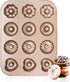Beasea Nonstick Donut Baking Pans, 1 Pack 12 Cavity Carbon Steel Mini Donut Mold for Baking
