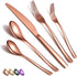 Silverware Set 20 Pieces, Stainless Steel Copper Flatware Set, Titanium Plating Rose Gold Cutlery for Service Set