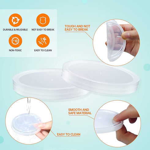 32 Pack Lids for Oui Yogurt Jars- for Oui Lids for Yogurt Jars Sealed against Leaks Clear Plastic Yogurt Container Lids