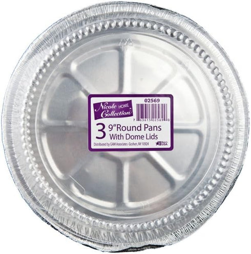 Premium Heavy-Duty Aluminum Foil Round Pan Set with Dome Lid - 9.12" (36 Packs of 3) - Perfect for Baking, Roasting, & Food Storage by King Zak