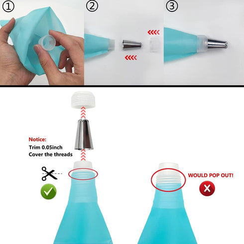 Piping Bags and Tips Set - Reusable Frosting Piping Kit for Baking with Silicone Rings, Cake Decorating Tools