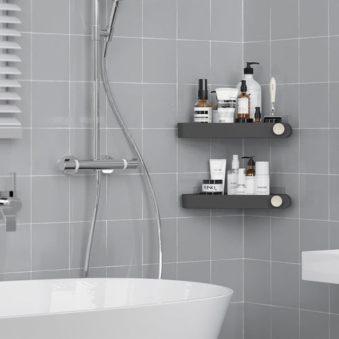 Sotfamily Shower Caddy Corner, 2 Pack Adhesive Corner Shower Shelves for inside Shower, Plastic Shower Organizer for Bathroom Storage, Black by Sotfamily