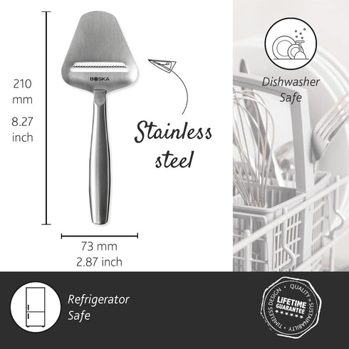 Boska Copenhagen Stainless Steel Cheese Slicer - Multi-Functional Handheld Slicer for All Types of Cheese