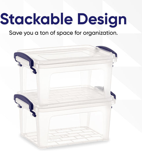 Superio Clear Plastic Storage Bin with Lid, 1.75 Qt, Non-Toxic, BPA Free, Stackable Tote for Home, Garage, Office