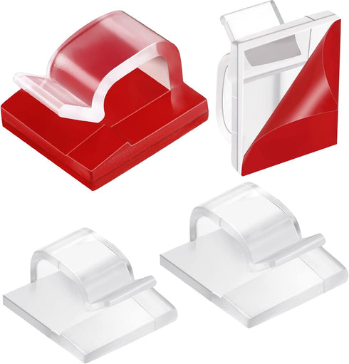Maitys 60 Pieces Christmas Cable Clips, Heavy Duty Hooks for Outdoor Light Clips with Adhesive Strips