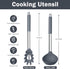 TeamFar Silicone Kitchen Utensils, 2 Pcs Large Nonstick Soup Ladle and Pasta Fork for Cooking Mixing Serving Soup, Sauce, Spaghetti, Eggs, Non-Toxic & Heat-Proof, Dishwasher Safe, Light Grey