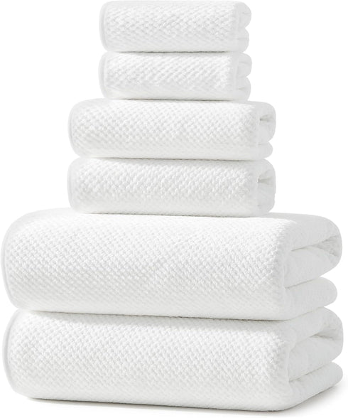REDKISS Ultra Soft 6 Piece Towel Set, Premium White Towels for Bathroom,