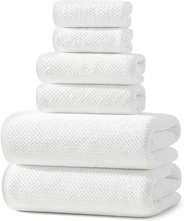 REDKISS Ultra Soft 6 Piece Towel Set, Premium White Towels for Bathroom,