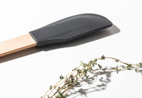 Silicone Series Small Spatula with Natural Handle and Black Head