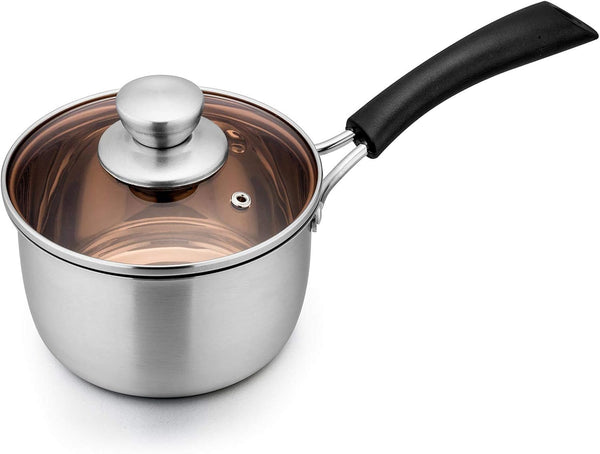 TeamFar 1qt Saucepan, Stainless Steel with Lid, Milk Pan Cookware, Non Toxic, Dishwasher Safe