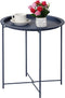 VECELO Modern End Side Tables,Round Metal Foldable Tray,Stable Snack Nightstand for Outdoors,Small