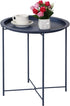 VECELO Modern End Side Tables,Round Metal Foldable Tray,Stable Snack Nightstand for Outdoors,Small