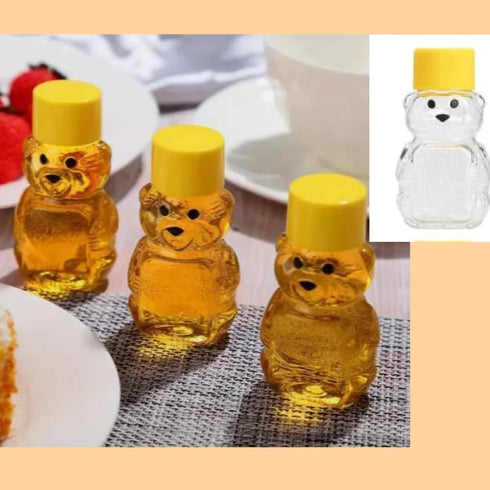 Cufarys 12 Pack 2oz (12) Honey Bear Bottle Bear Shape Clear Empty Honey Bottles Honey Jar with Screw Lid,Plastic Mini