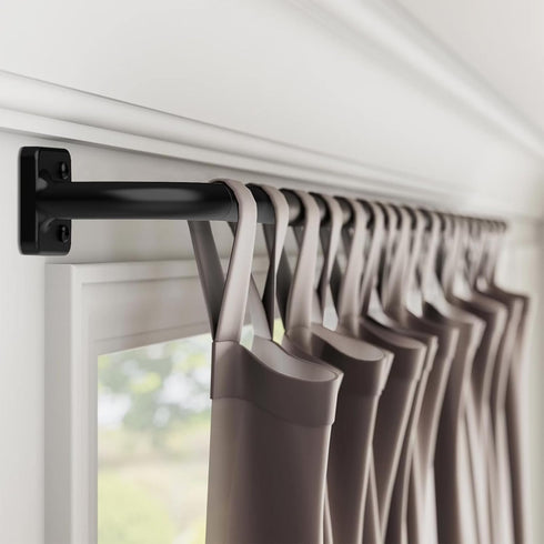 Curtain Rods for Windows 48 to 84 inch, 5/8" Diameter Black Curtain Rod Ceiling Mount, Warp Around Long Curtain Rod for Bedroom Living Room Blackout Curtain Rod