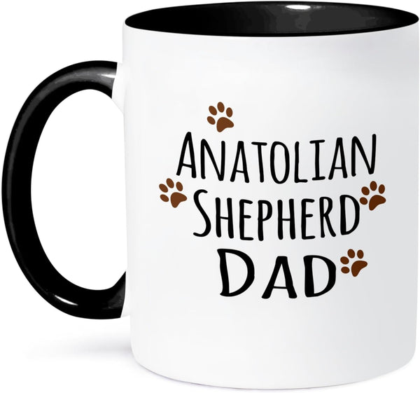 3dRose Anatolian Shepherd Dog Dad Mug, 11 oz, Black