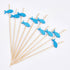PuTwo 100 Counts Cocktail Toothpicks - Handmade Natural Bamboo Cocktail Sticks for Appetizers, Fruits, Dessert - Blue