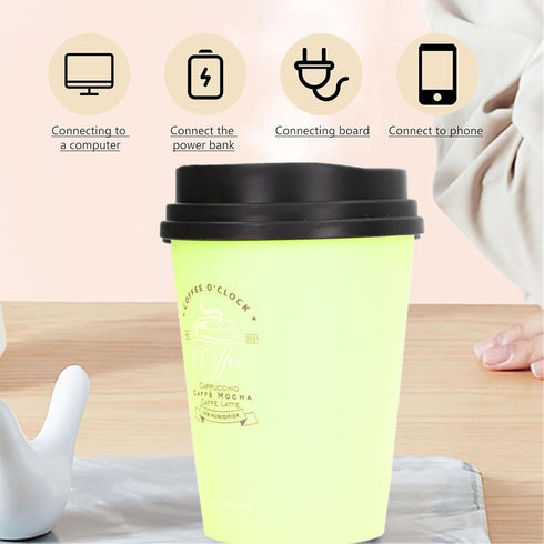 USB Humidifier, 300ml Car Humidifier Mini Desktop Humidifier Coffee Cup Shape Humidifier for Home Outting(green)