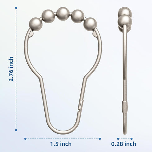 Titanker Shower Curtain Hooks Rings, Rust-Resistant Metal Shower Hooks for Bathroom Shower Rods (Set of 12, Matte